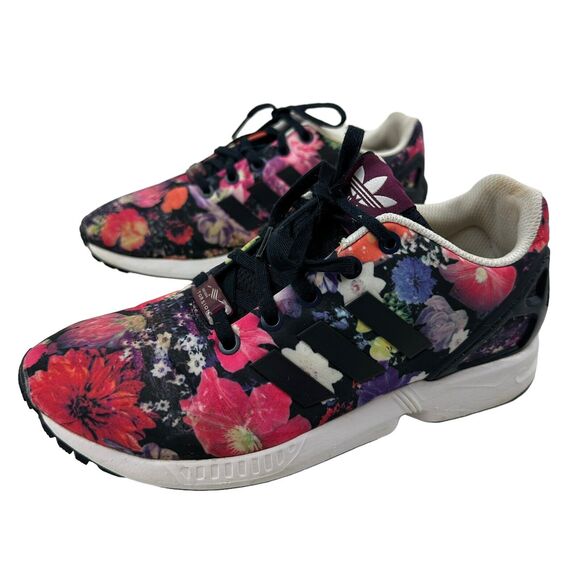 Adidas ZX Flux Torsion Multicolor Flower Sneakers Ortholite Women’s Size 5.5 - Picture 1 of 9